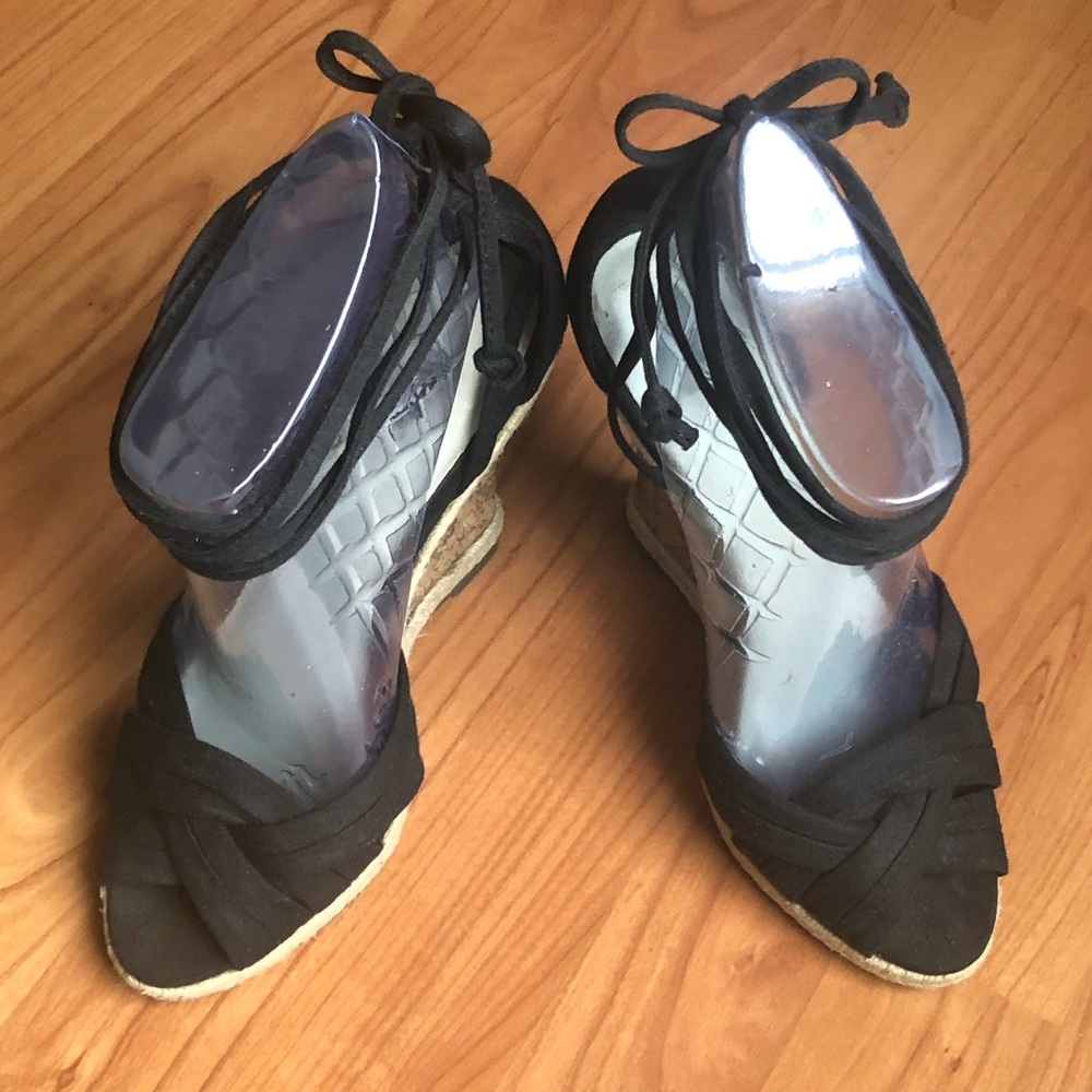Mossimo lace-up high-heel open toe wedge, size 7.5